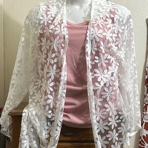Floral Sheer White Kimono